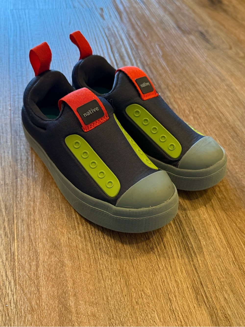Native Jefferson Sneakers Toddler Boy Size 10c Fabric Blue Color block Washable